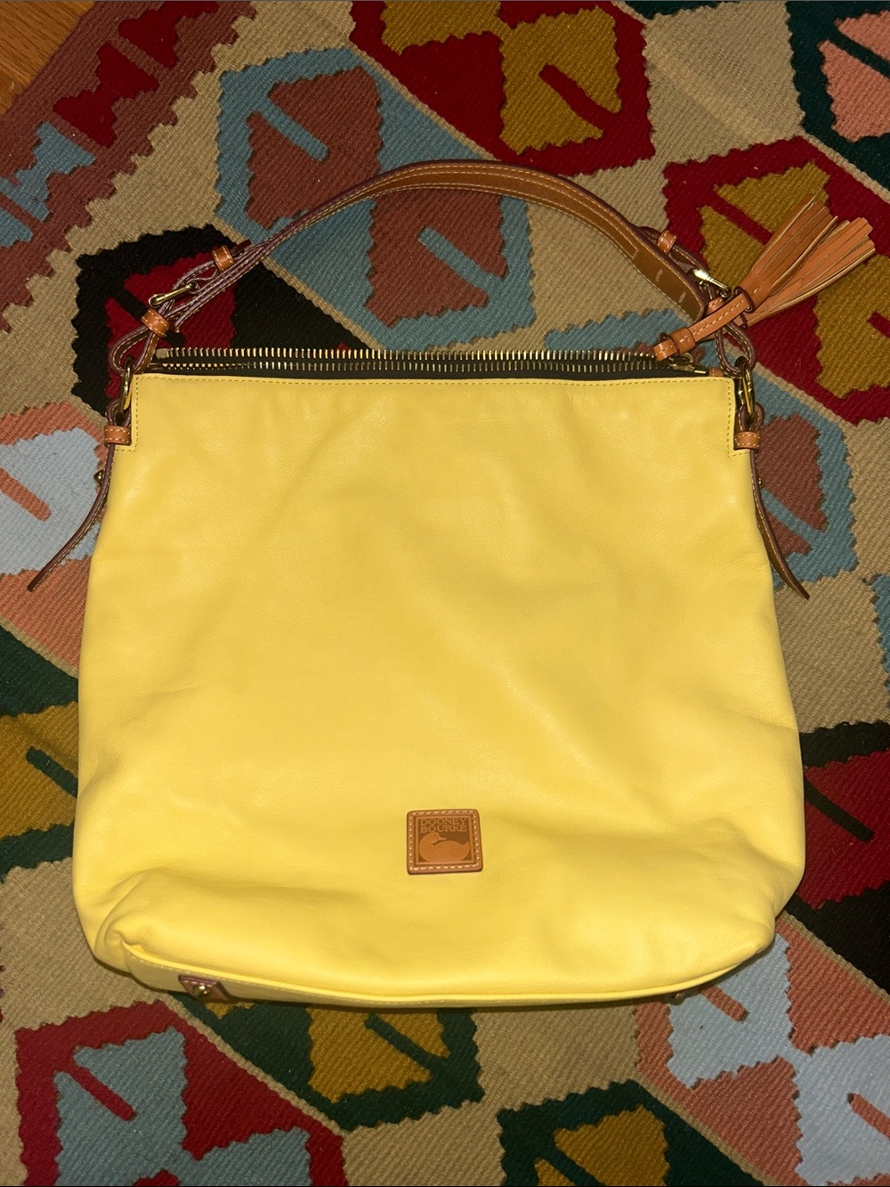 Dooney & Bourke McKenzie Yellow Leather Hobo Shoulder Bag